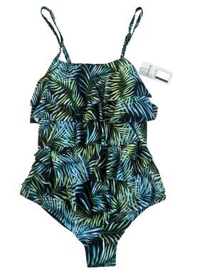 Maxmoda women's 1Pc Bathing Suit Jungle Print Size XXL NEW Tiered Front